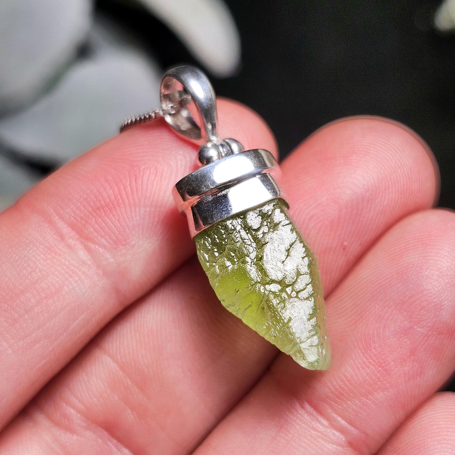 Terminated Peridot Pendant, Sterling Silver