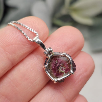 Watermelon Tourmaline Slice Pendant