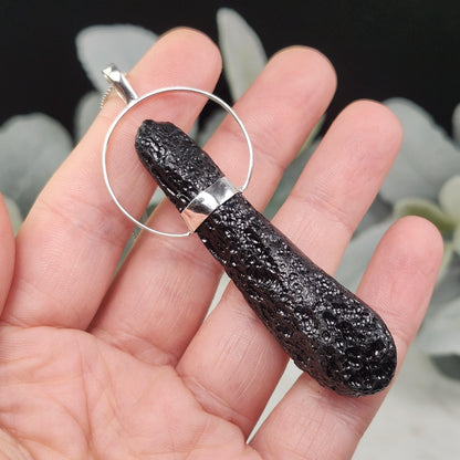 Indochinite Tektite Pendant, Sterling Silver
