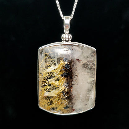 Rutilated Hematite Star in Quartz Pendant