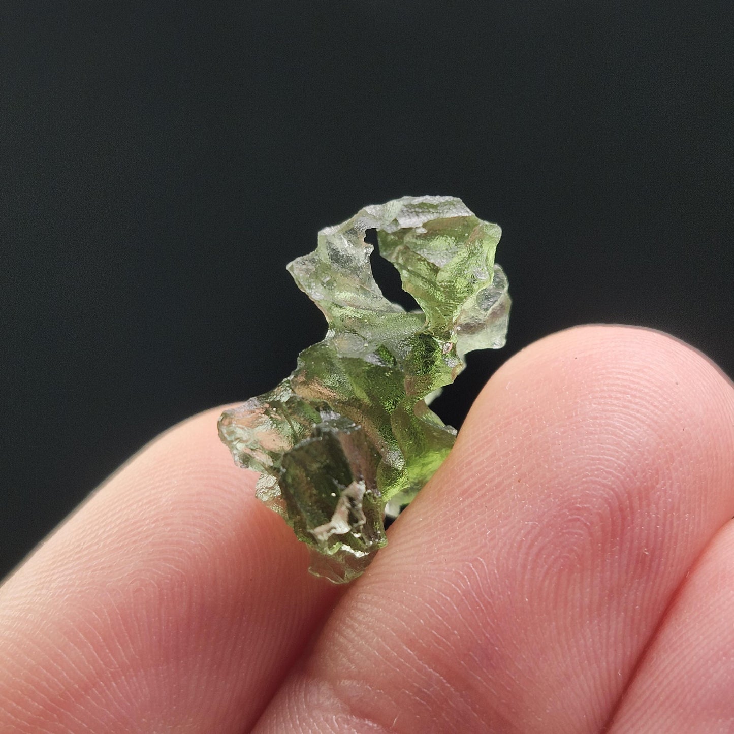 Besednice "Hedgehog" Moldavite 1.73g with Natural HOLE