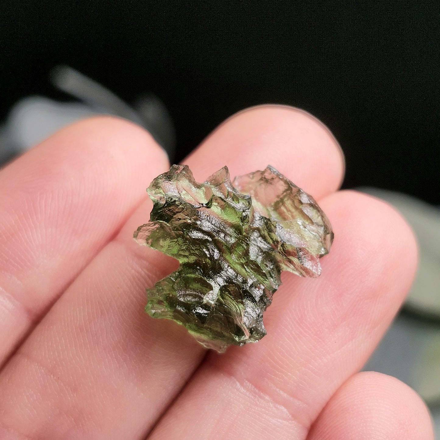 Besednice "Hedgehog" Moldavite 1.73g with Natural HOLE