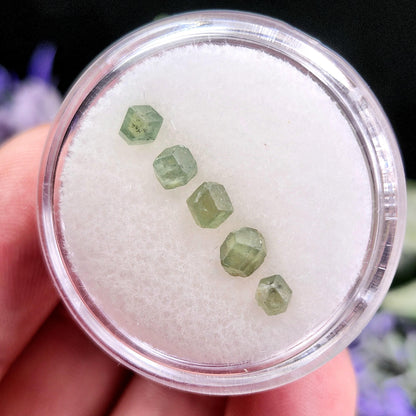 Green Demantoid Garnet Dodecahedron Crystals (Set of 5)