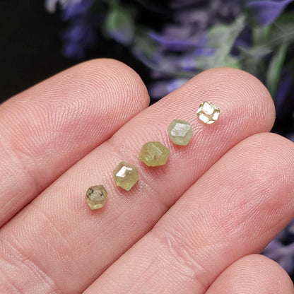 Green Demantoid Garnet Dodecahedron Crystals (Set of 5)