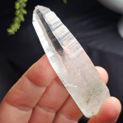Ganesh Himal Quartz Crystal with Green Chlorite (70mm x20mm): Sacred Himalayan Crystal