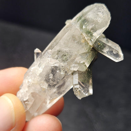 Ganesh Himal Manifestation Nepalese Quartz Crystal with Green Chlorite (65mm x25mm):  Prasem Crystal