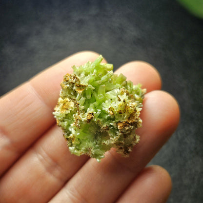 Starburst Pyromorphite Crystal, Rare Green Pseudomorph Specimen (30x27mm)