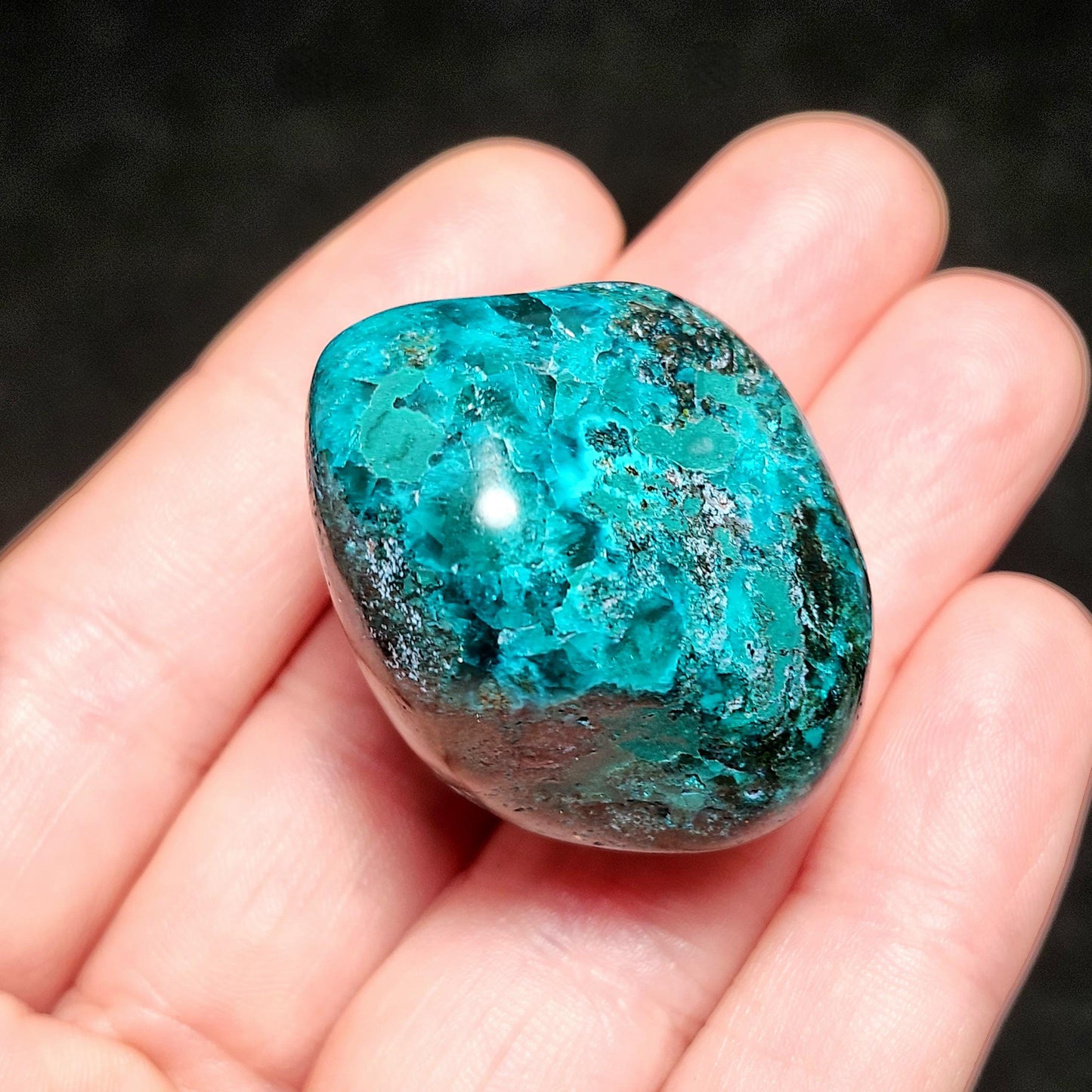 Polished Dioptase Crystal from the Congo 38.36g, Congo Dioptase Specimen, DRC Dioptase Crystal