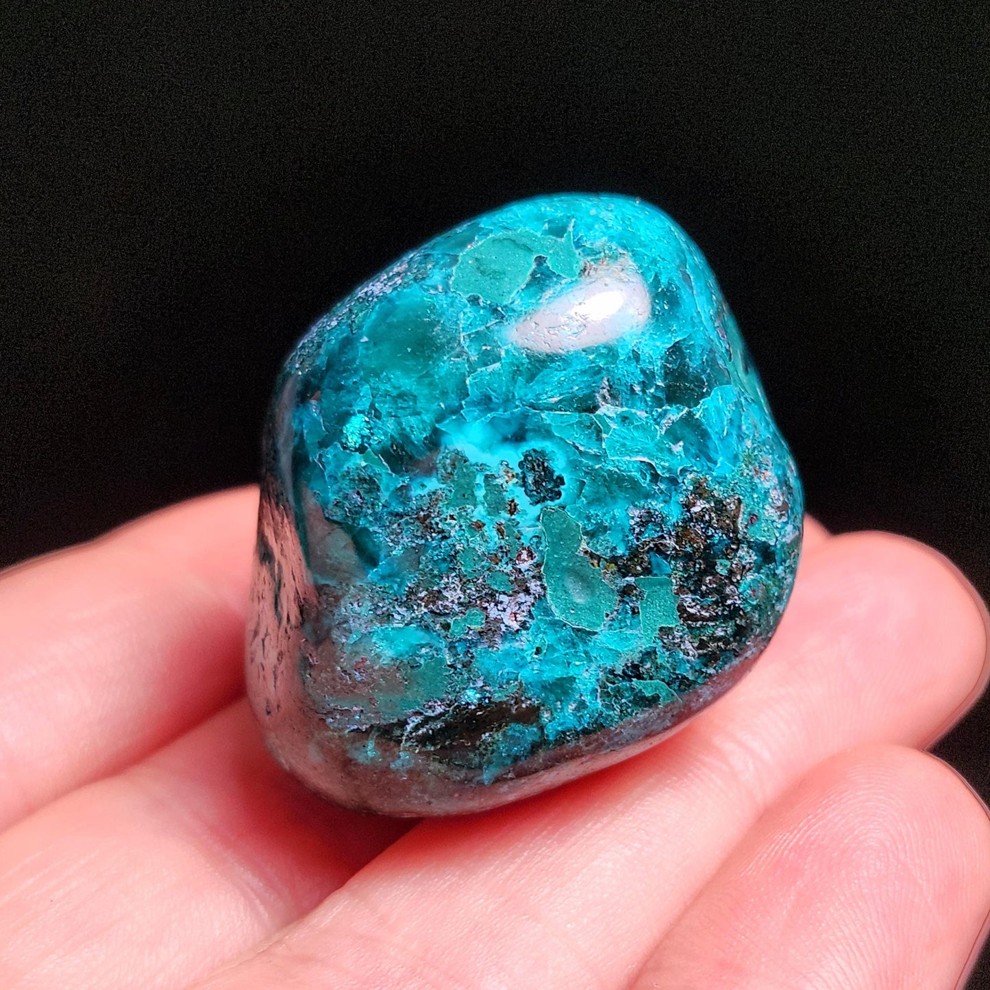 Polished Dioptase Crystal from the Congo 38.36g, Congo Dioptase Specimen, DRC Dioptase Crystal