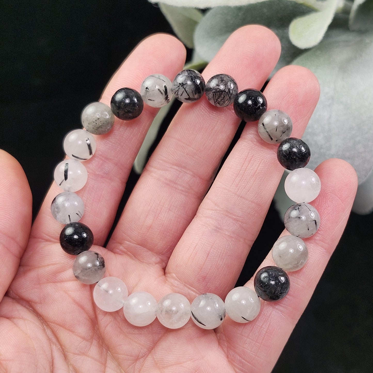 Black Tourmaline in Quartz Bracelet