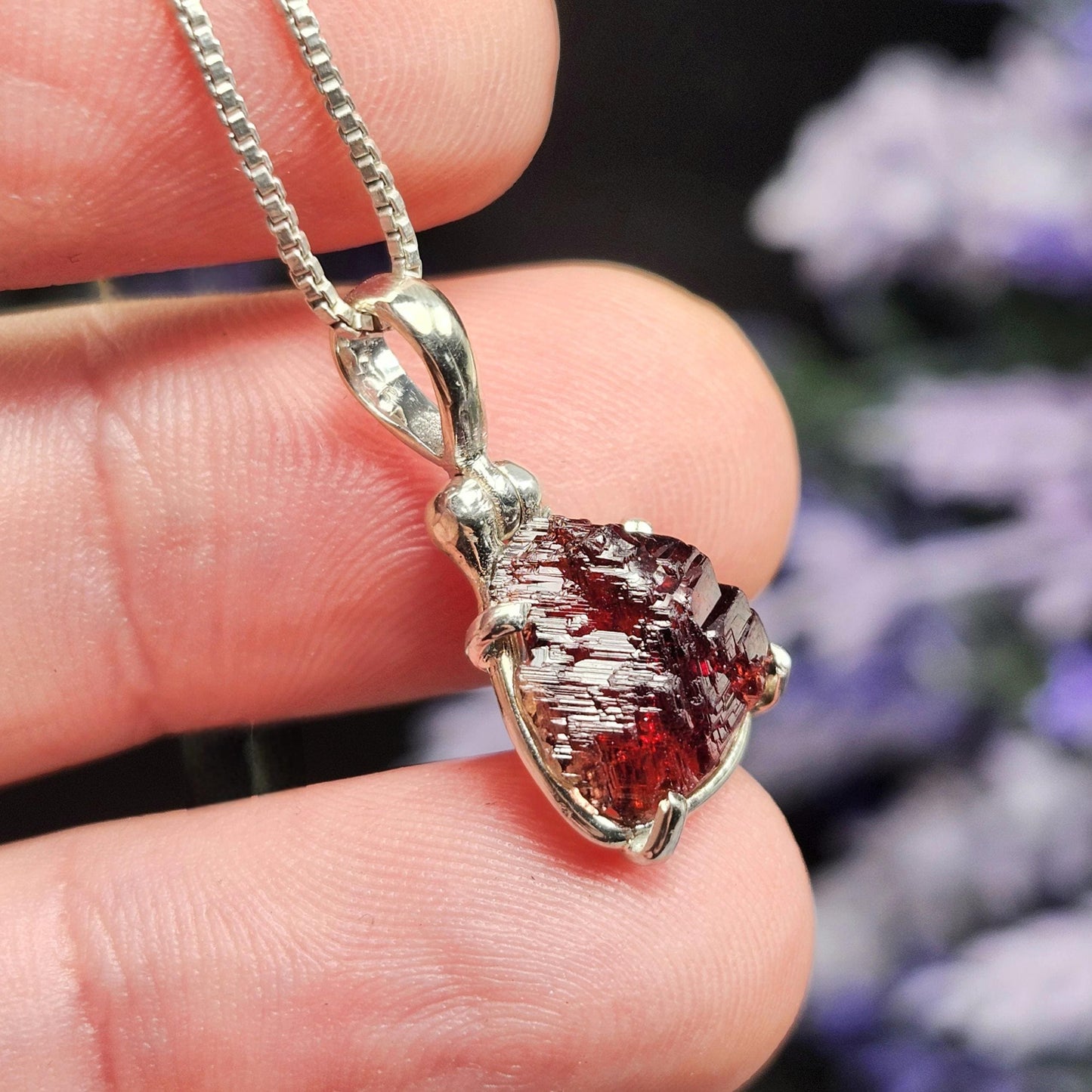 Etched Garnet Pendant
