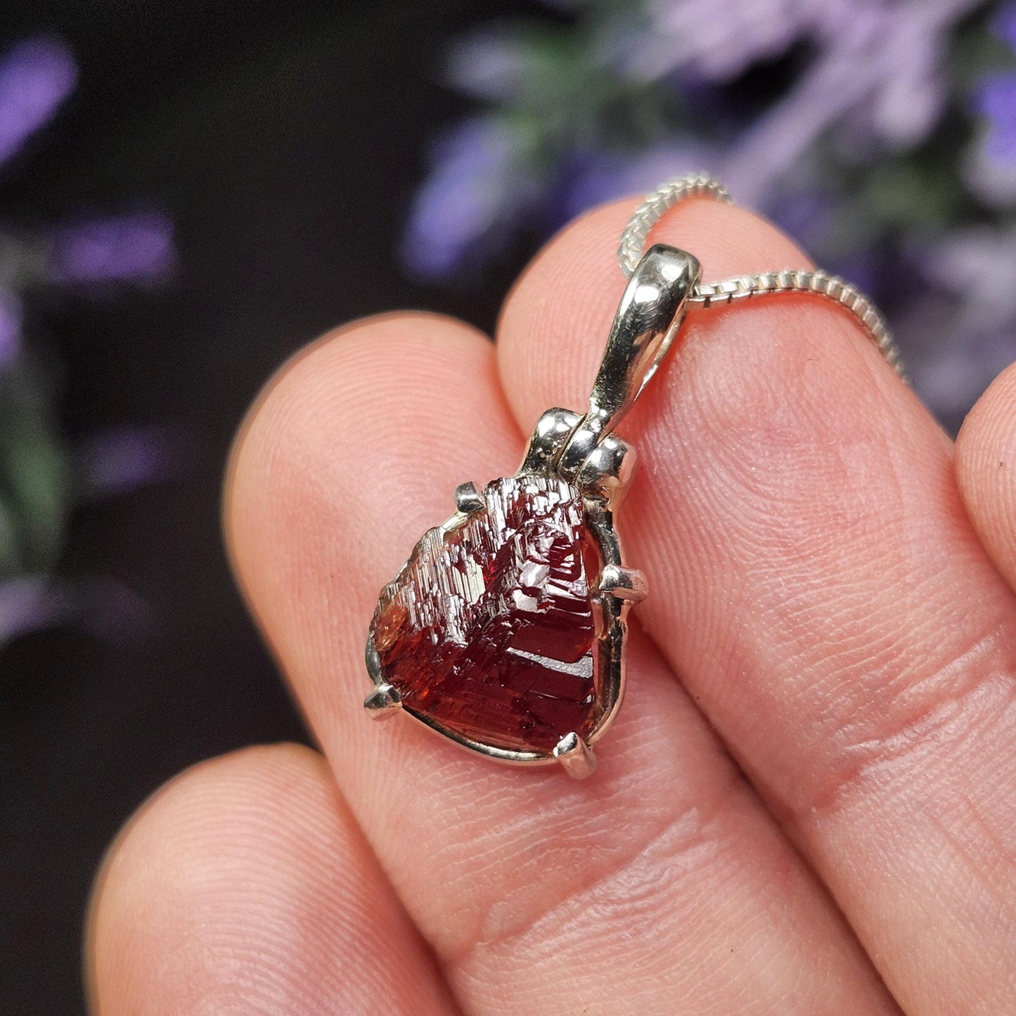 Etched Garnet Pendant