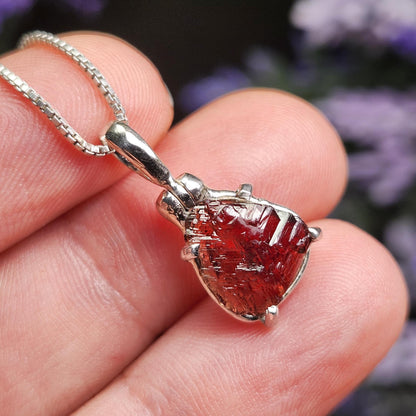 Etched Garnet Pendant