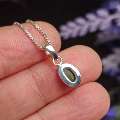 Chrome Diopside Crystal Pendant, Sterling Silver Siberian Green Diopside Necklace
