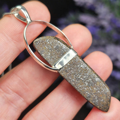 Meteorite Pendant, Natural Meteorite Sterling Silver Necklace