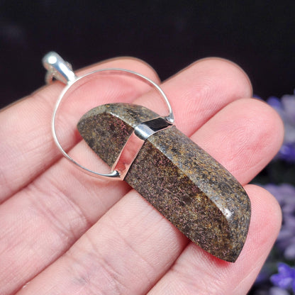 Meteorite Pendant, Natural Meteorite Sterling Silver Necklace
