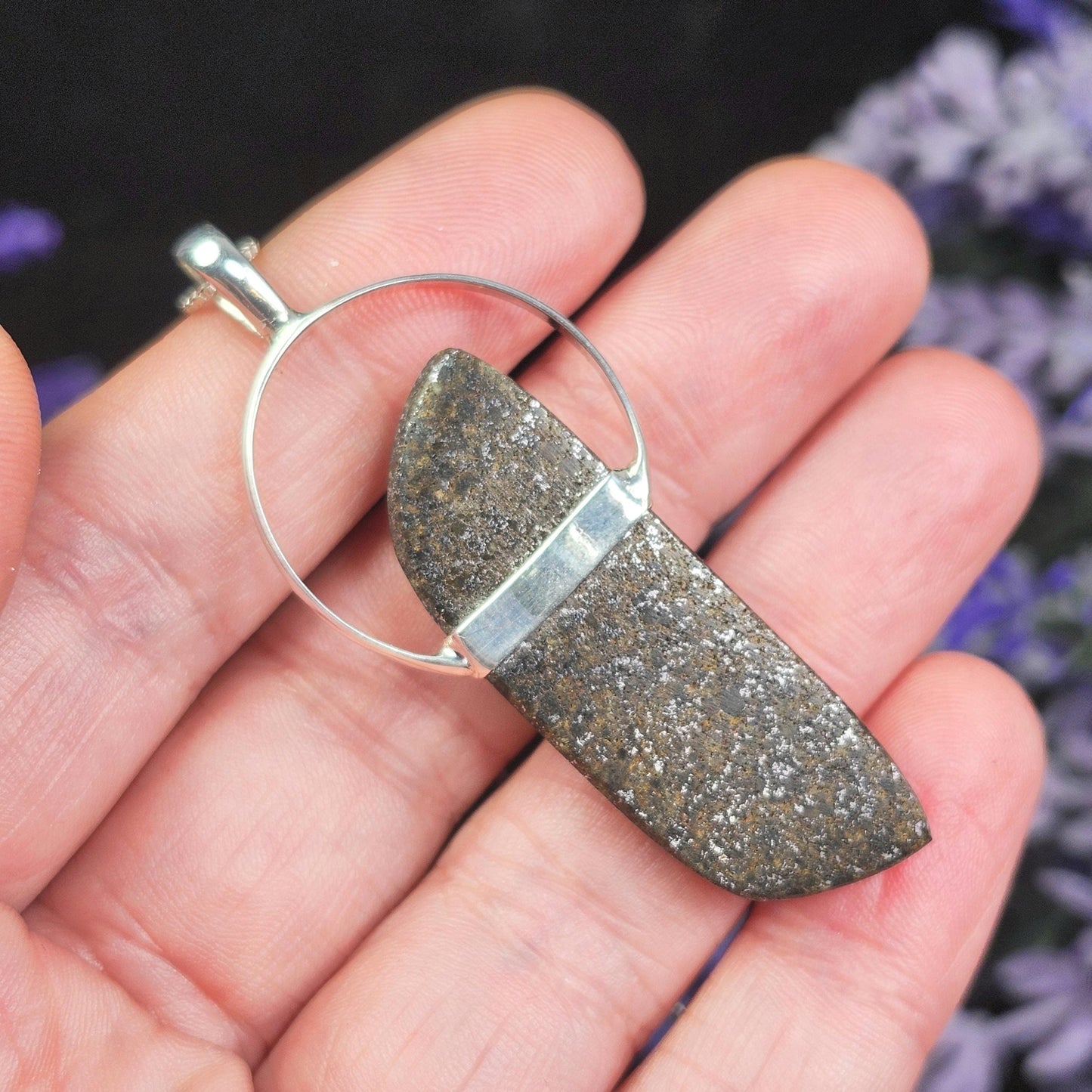 Meteorite Pendant, Natural Meteorite Sterling Silver Necklace