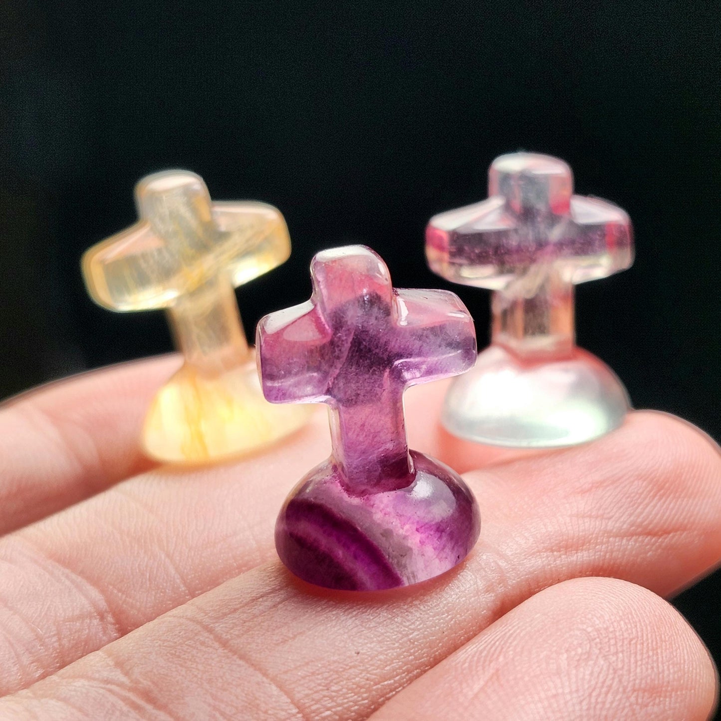 Rainbow Fluorite Cross