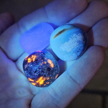 Yooperlite, Blue Amber & Fluorite : Set of 3 UV REACTIVE Crystals, Choose 1 or all 3!
