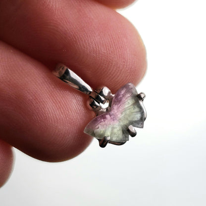 Watermelon Tourmaline Butterfly Pendant, Sterling Silver