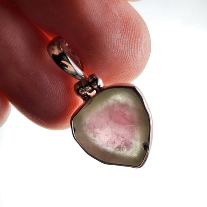 Watermelon Tourmaline Pendant, Sterling Silver
