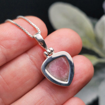Watermelon Tourmaline Pendant, Sterling Silver