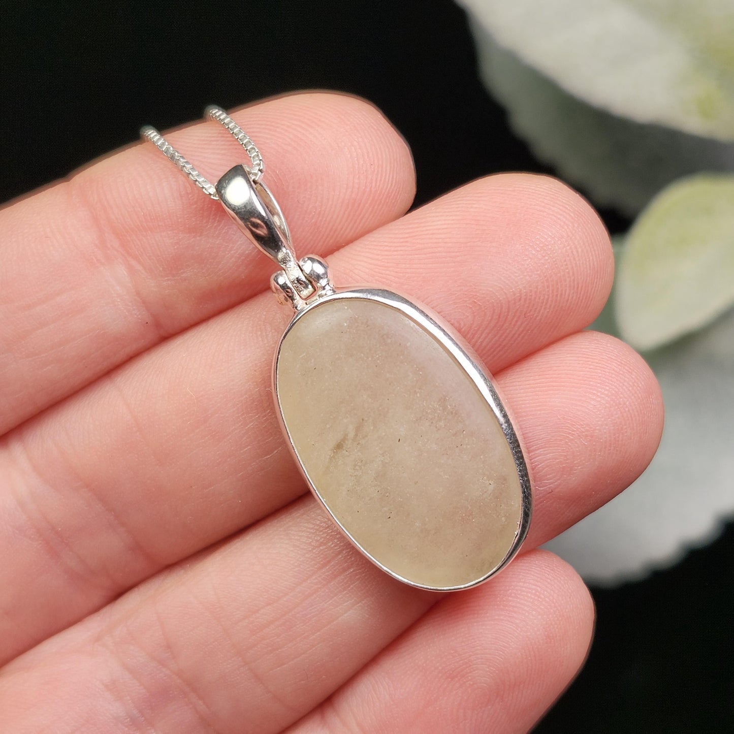 Libyan Desert Glass Pendant, Sterling Silver