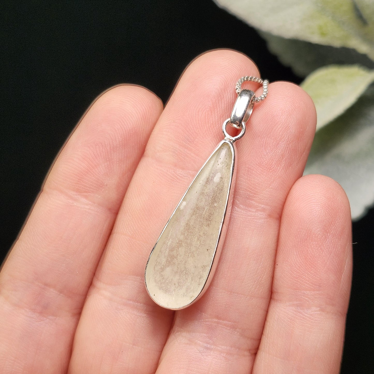 Libyan Desert Glass Pendant, Sterling Silver