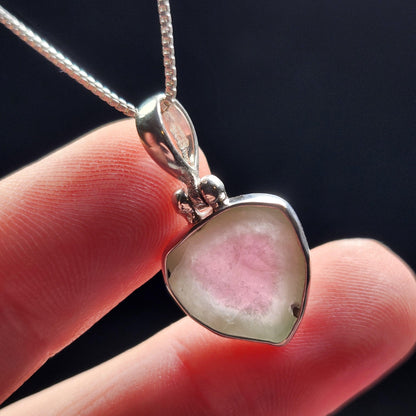 Watermelon Tourmaline Pendant, Sterling Silver