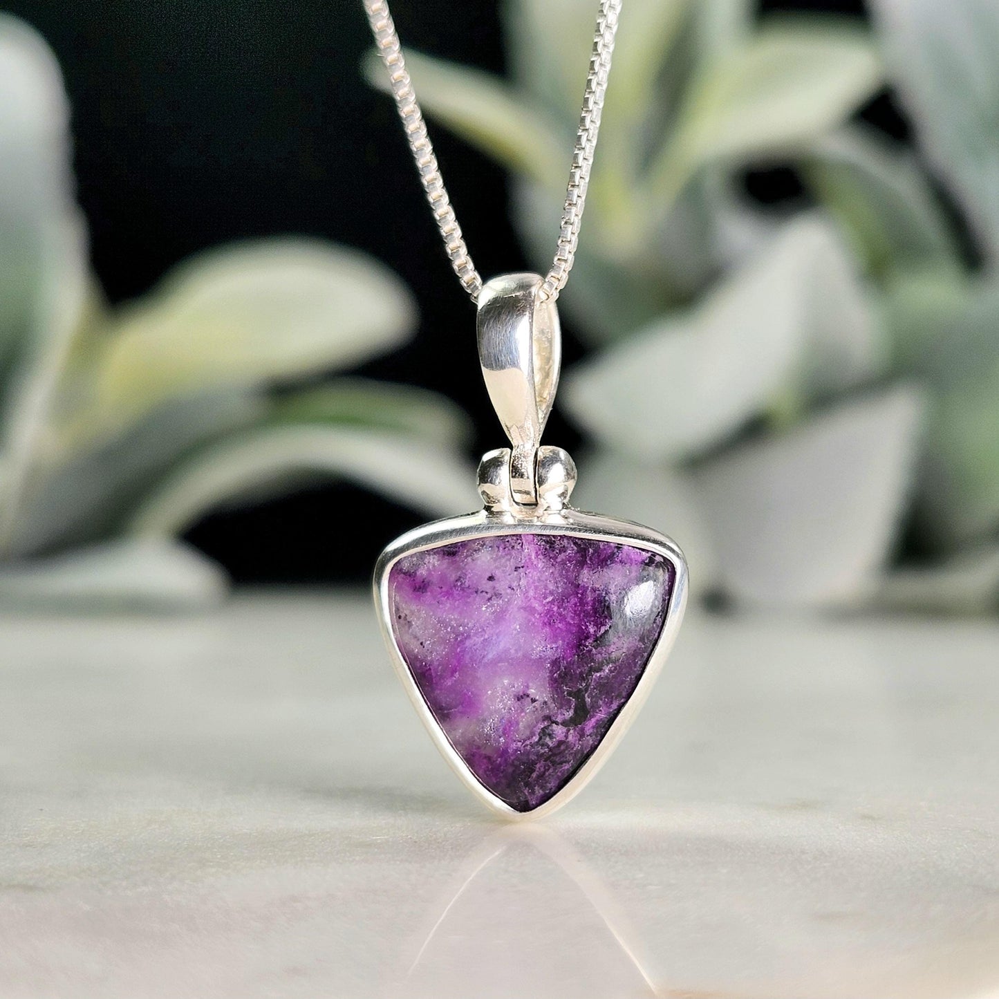 Gel Sugilite Pendant, Sterling Silver
