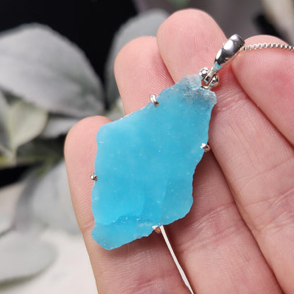 Blue Hemimorphite Pendant, Sterling Silver