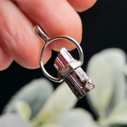 RARE Brookite Crystal Pendant, Sterling Silver