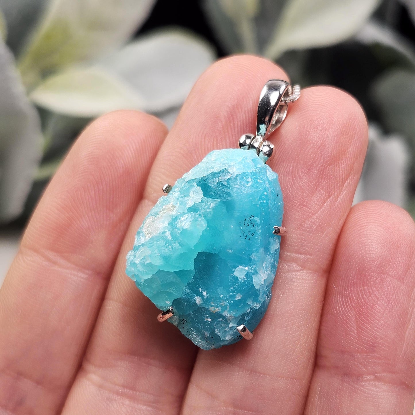 Smithsonite Crystal Pendant, Sterling Silver