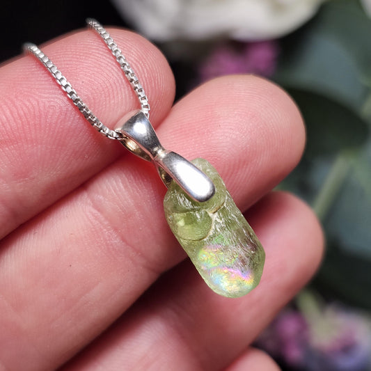 Terminated Peridot Pendant, Sterling Silver