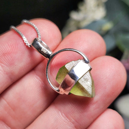 Terminated Peridot Pendant, Sterling Silver