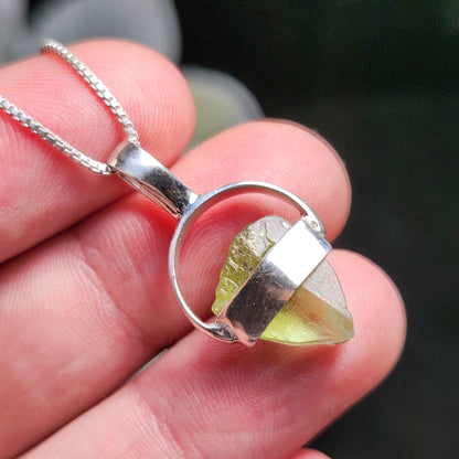 Terminated Peridot Pendant, Sterling Silver