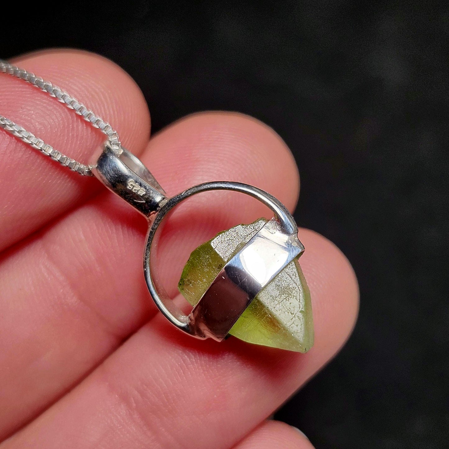 Terminated Peridot Pendant, Sterling Silver