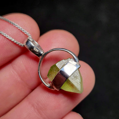 Terminated Peridot Pendant, Sterling Silver