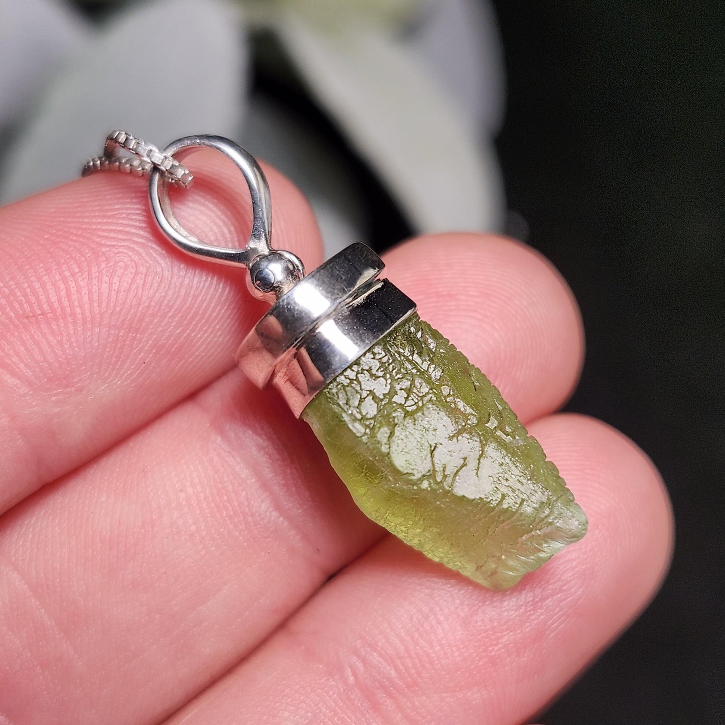Terminated Peridot Pendant, Sterling Silver