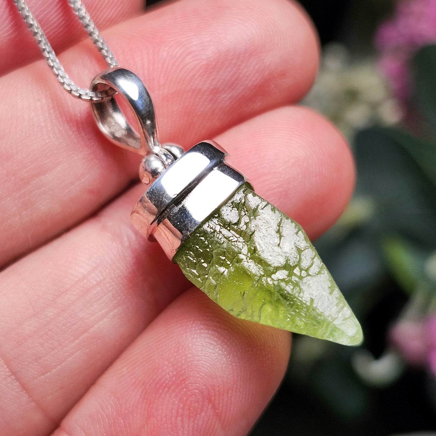 Terminated Peridot Pendant, Sterling Silver