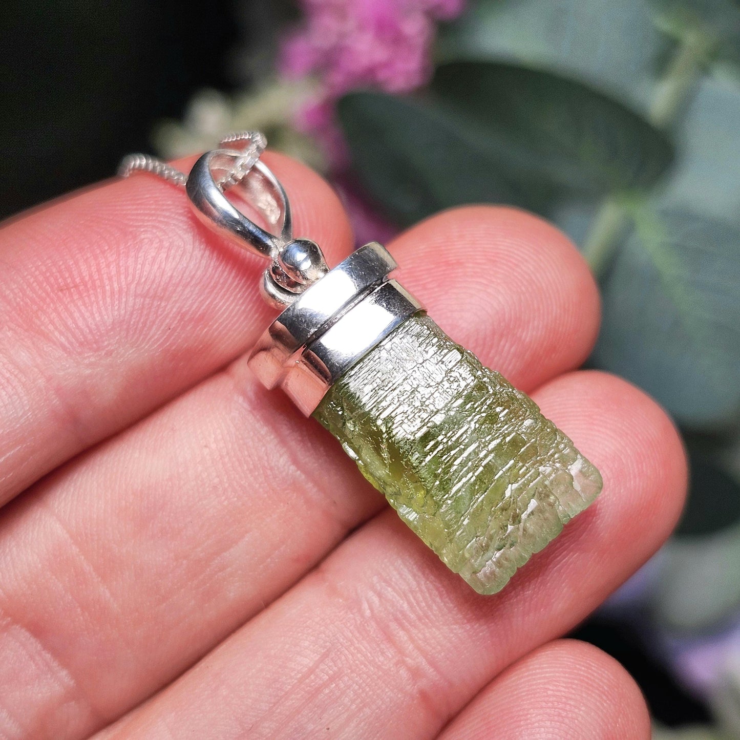 Terminated Peridot Pendant, Sterling Silver