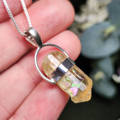 Golden Apatite Pendant, Sterling Silver