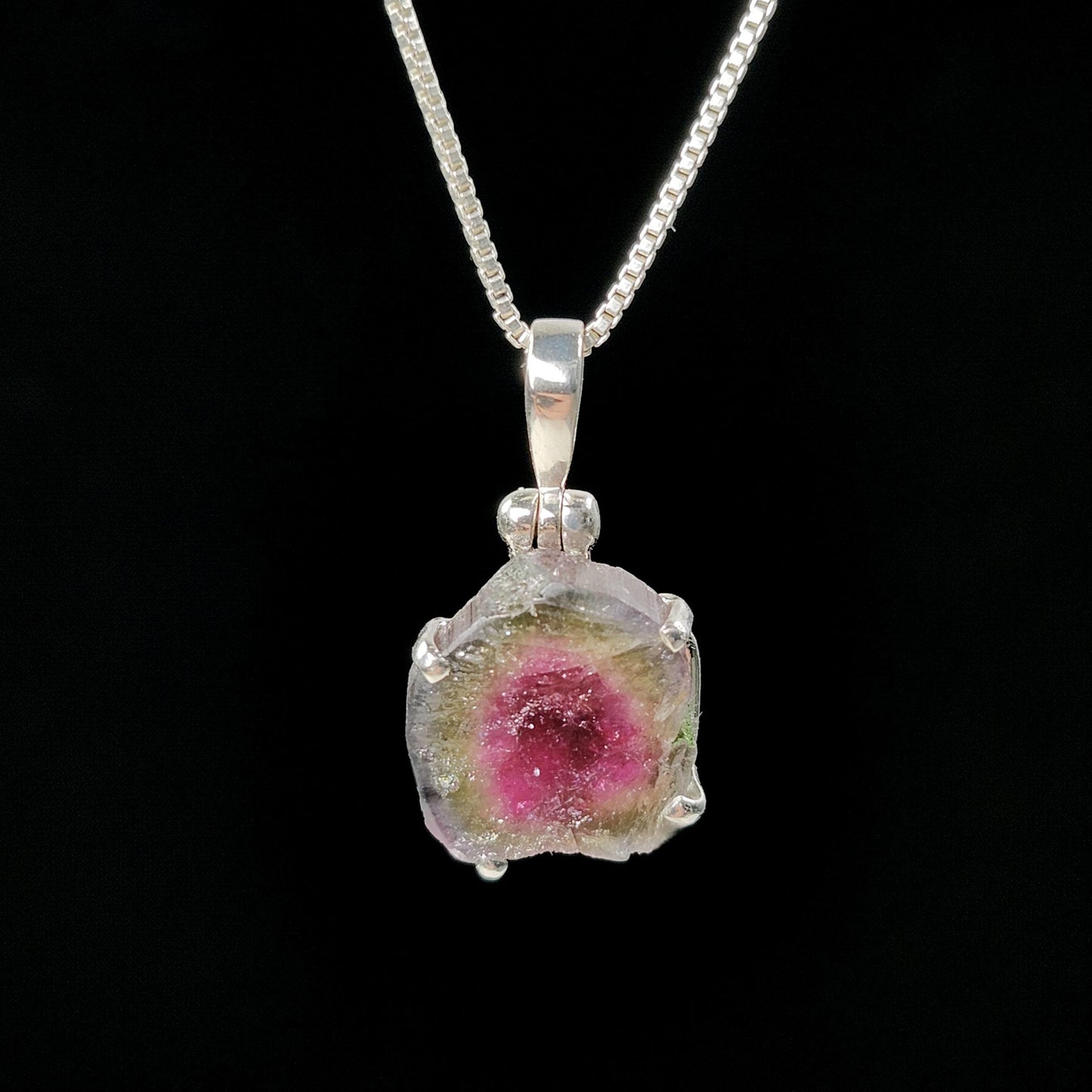 Watermelon Tourmaline Slice Pendant