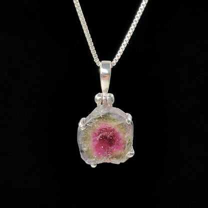 Watermelon Tourmaline Slice Pendant