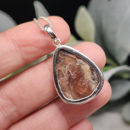 Rainbow Sunstone Pendant, Sterling Silver Sunstone Necklace
