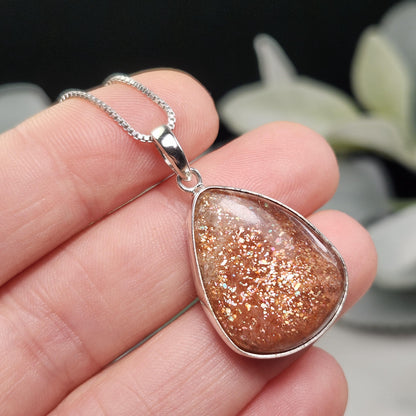 Rainbow Sunstone Pendant, Sterling Silver Sunstone Necklace