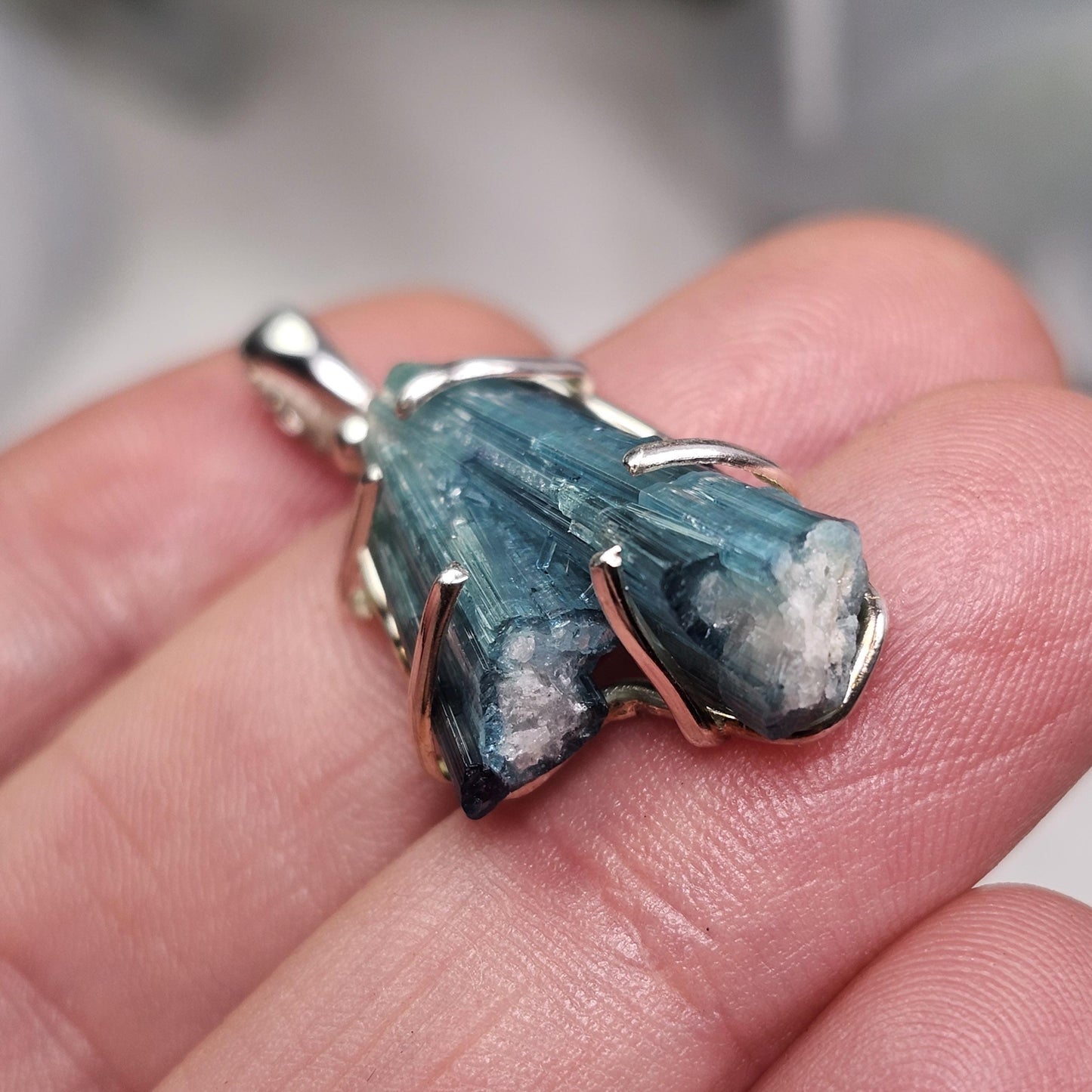 Blue TWIN FLAME Tourmaline Pendant