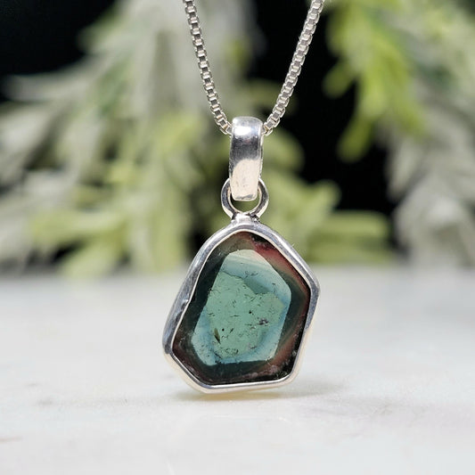Blue Phantom Tourmaline Pendant, Sterling Silver