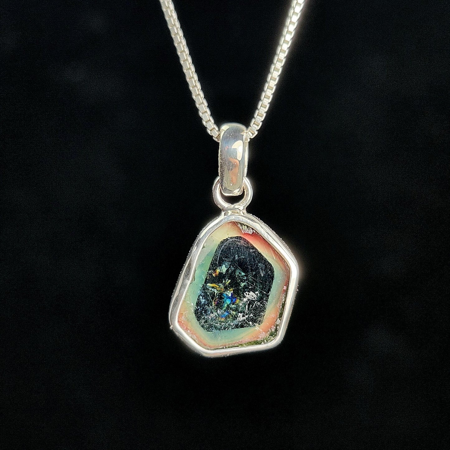 Blue Phantom Tourmaline Pendant, Sterling Silver