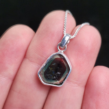Blue Phantom Tourmaline Pendant, Sterling Silver